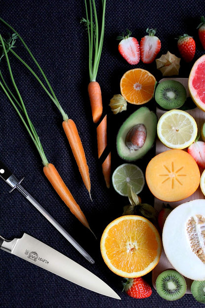 Multi Purpose Chefs Knife - Pro Bolster Edition | 8 Inch Blade for Carving, Slicing & Chopping - Great Ergonomic Handle - Professional Kitchen Knives