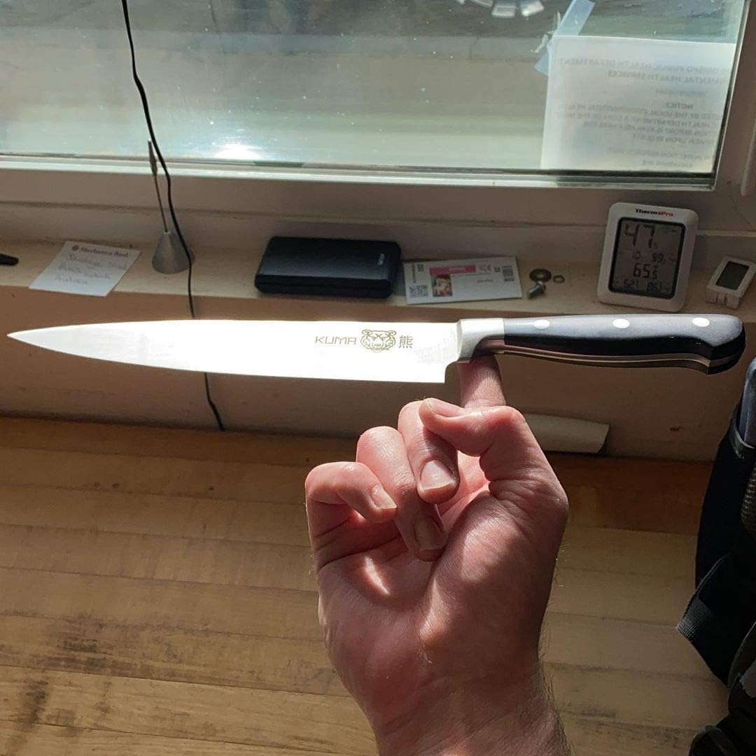 Multi Purpose Chefs Knife - Pro Bolster Edition | 8 Inch Blade for Carving, Slicing & Chopping - Great Ergonomic Handle - Professional Kitchen Knives
