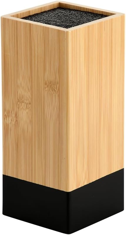 Knife Block, Material: Bamboo, Plastic, Dimensions: 10 x 10 cm, Height: 23 cm, Colour: Brown, Black, 58030