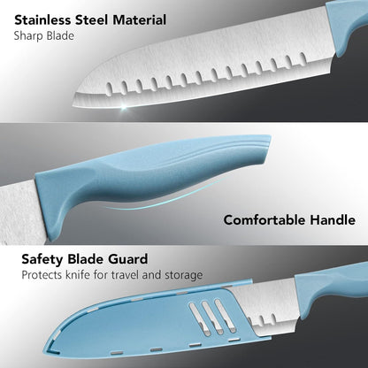 7 Inch Chef's Knive Sets Paring knives Japanese Chefs Knife Fruit and Vegetable Knife Stainless Steel Kitchen Utility Knives with Blade Guards(1 Pcs)