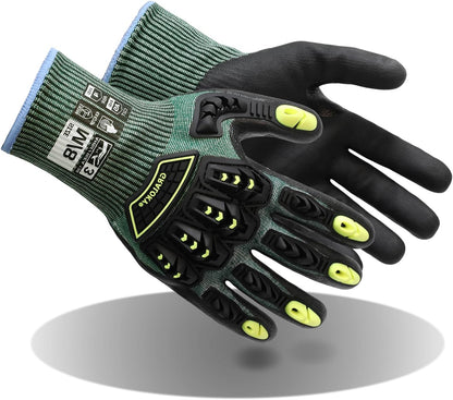 Safety Work Gloves For Men Women,Level 3 Impact Gloves with TPR | High Dexterity A5 Cut Resistant Gloves