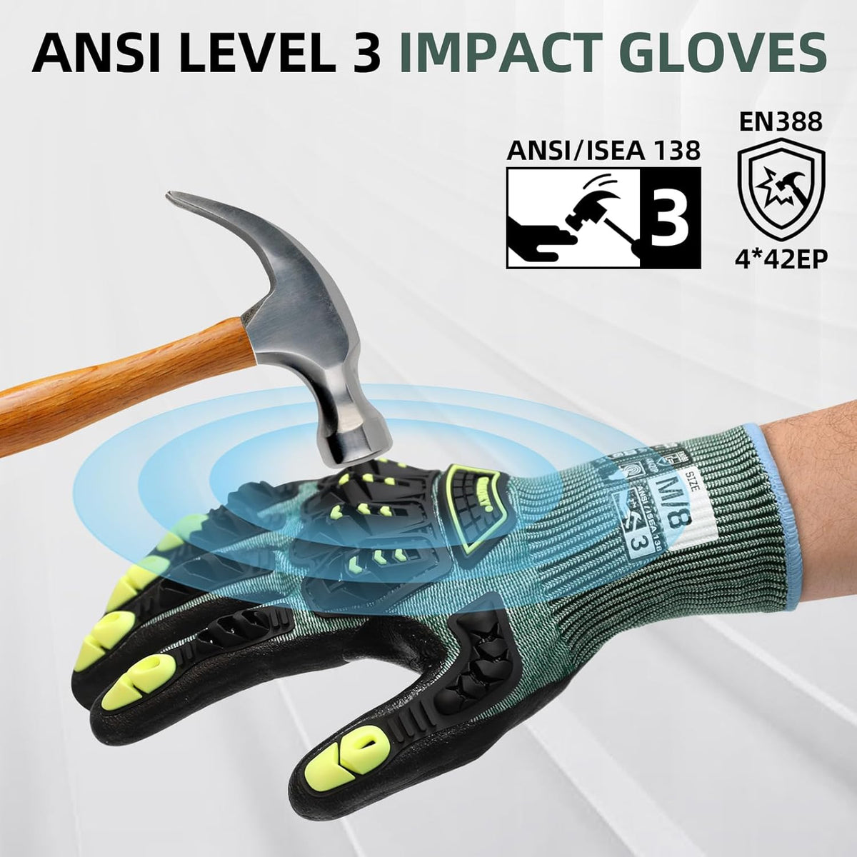 Safety Work Gloves For Men Women,Level 3 Impact Gloves with TPR | High Dexterity A5 Cut Resistant Gloves