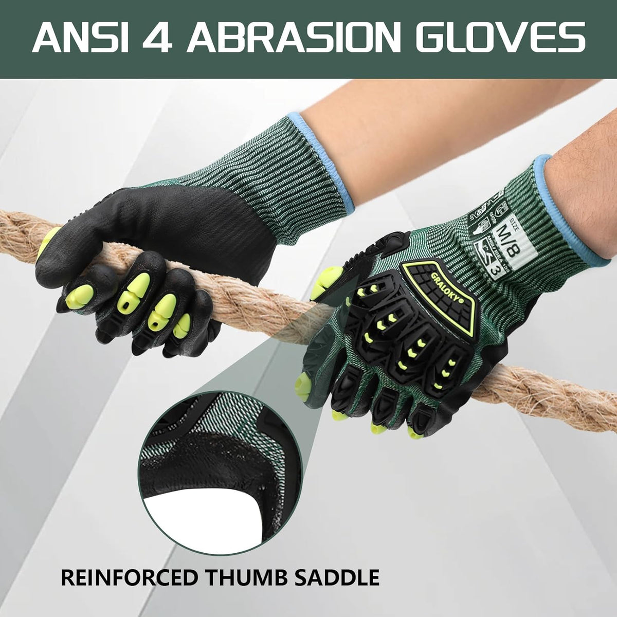 Safety Work Gloves For Men Women,Level 3 Impact Gloves with TPR | High Dexterity A5 Cut Resistant Gloves