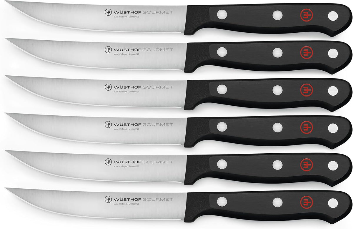 WÜSTHOF Gourmet 6-Piece Steak Knife Set, Black