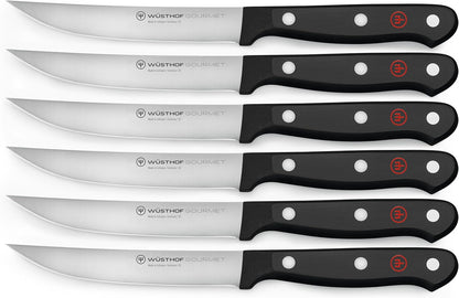 WÜSTHOF Gourmet 6-Piece Steak Knife Set, Black