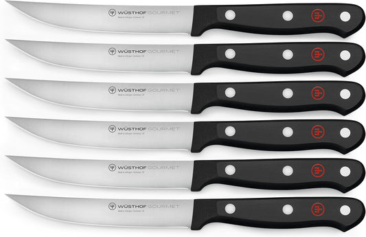 WÜSTHOF Gourmet 6-Piece Steak Knife Set, Black