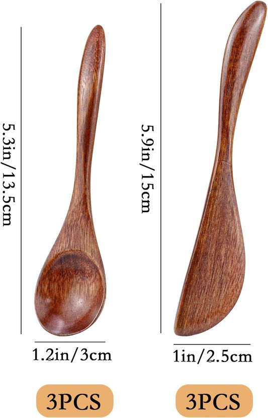 6 PCS Wooden Butter Knife Set, Solid Wood Butter Spreaders Spatulas for Sandwich Cheese Condiment, Wooden Spreader for Kitchen Restaurant Camping