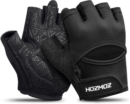 Ventilated Weight Lifting Gloves, Thick Padded Workout Gym Gloves with Full Palm Protection & Grip & Shock Absorption for Women & Men's Fitness Exercise Training