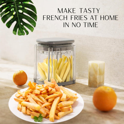PerfectCut Vegetable Chopper: Manual Push-Down Food Dicer & Chop Box, 4 Blades, French Fry Cutter, Potato Wedge & Veggie Cutter, No Electricity, 3.5-Cup Catch Container, 5 Recipe eBooks