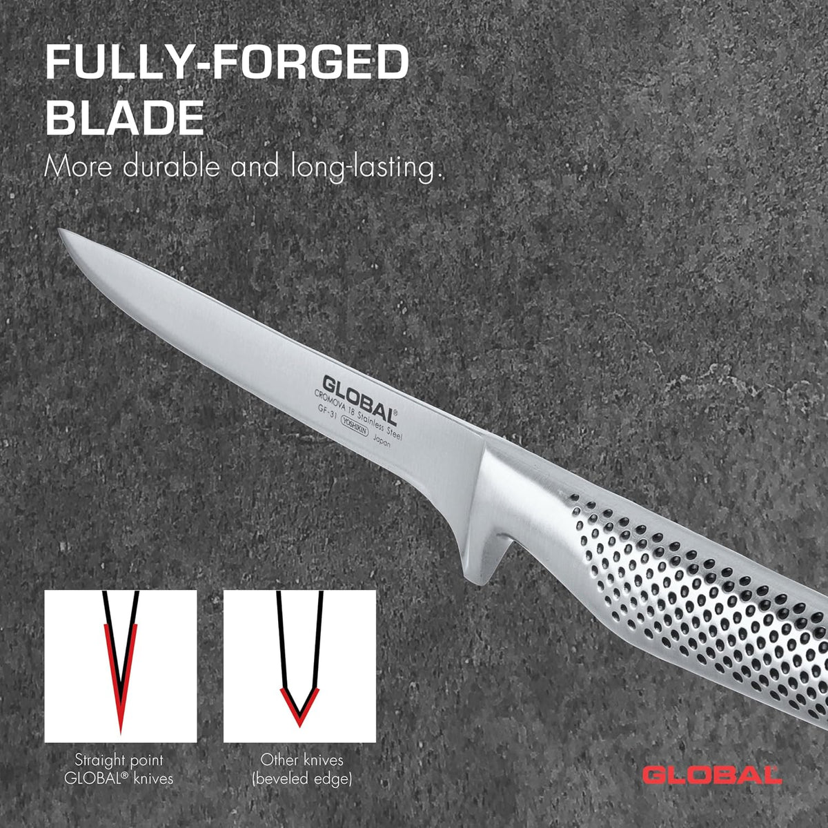 Global GF-31-6 1/4 inch, 16cm Heavyweight Boning Knife, 6, Stainless Steel