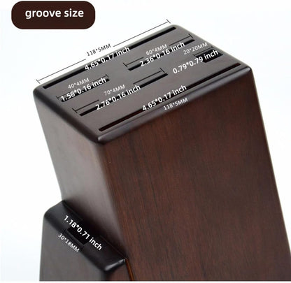 Wooden Knife Block without Knives Black, Knife Block no Steak Knives,7 Slots Kitchen Knife Holder, Wooden Knife Stand without Knives Holder