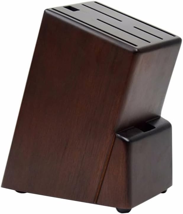 Wooden Knife Block without Knives Black, Knife Block no Steak Knives,7 Slots Kitchen Knife Holder, Wooden Knife Stand without Knives Holder