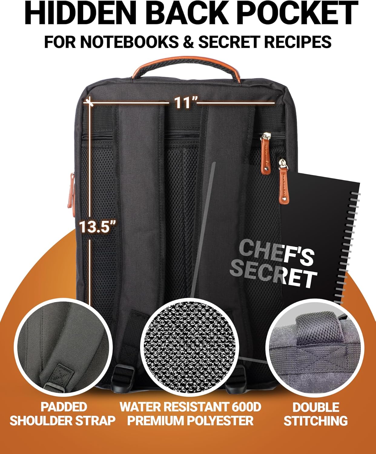 Chef Knife Bag | Premium Knife Case | Waterproof Material | Chefs Case with 30+ Pockets for Knives & Utensils | Culinary Gifts For Chefs & Students | Sturdy Travel Knife Bag (Black)