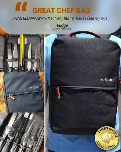Chef Knife Bag | Premium Knife Case | Waterproof Material | Chefs Case with 30+ Pockets for Knives & Utensils | Culinary Gifts For Chefs & Students | Sturdy Travel Knife Bag (Black)