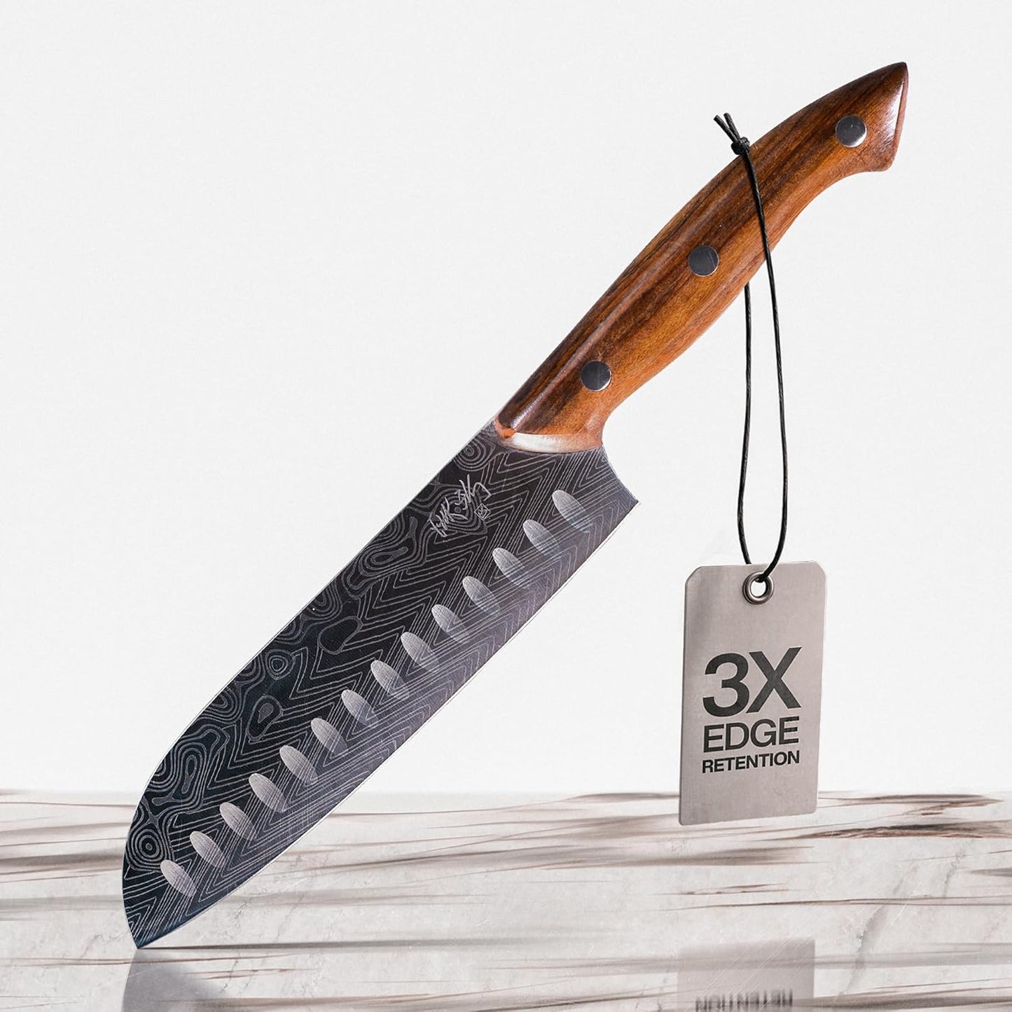 ® Bushido Edition – Japanese Santoku Knife 7" | AUS-8 High-Carbon Stainless Steel with Hollow Edge & Rosewood Handle – Razor Sharp 15° Blade, 3× Edge Retention, Premium Chef’s Knife