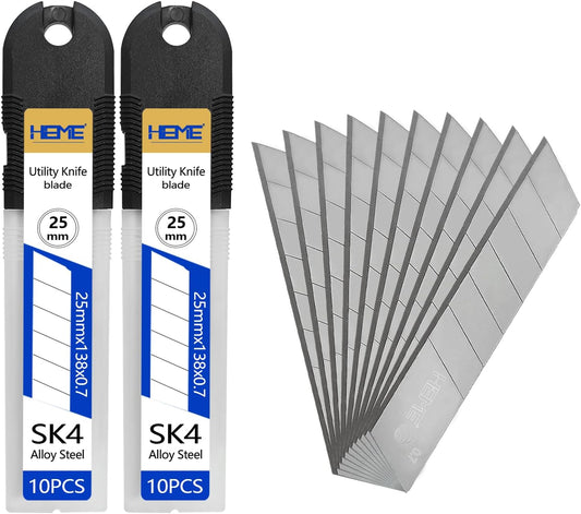 Tools 20Pcs 25mm Utility Knife Replacement Blades Snap off 60 Degree，Blades for Utility Knife and 25mm Box Cutter - Razor Sharp SK4 Steel