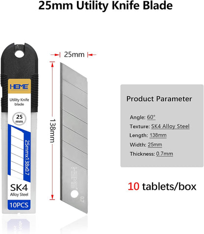 Tools 20Pcs 25mm Utility Knife Replacement Blades Snap off 60 Degree，Blades for Utility Knife and 25mm Box Cutter - Razor Sharp SK4 Steel