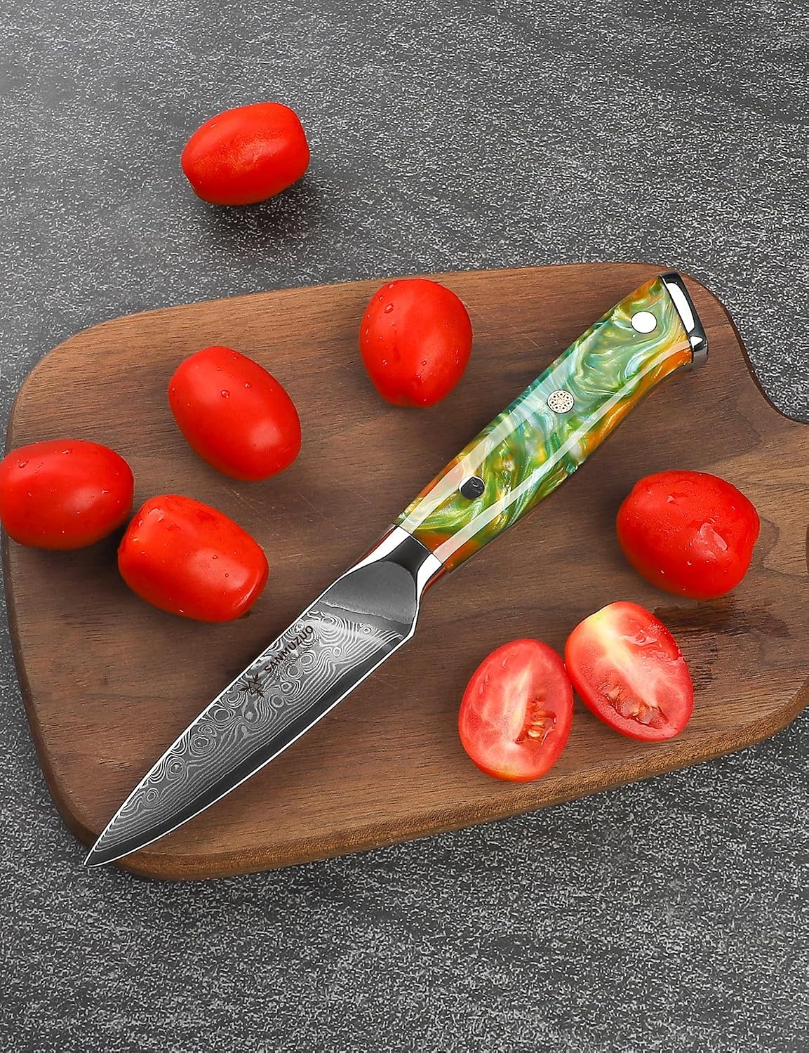 3.5 Inch Paring Knife - Kitchen Fruit Peeling Knife Damascus Steel & Resin Handle - Xuan Series(Sapphire Blue)