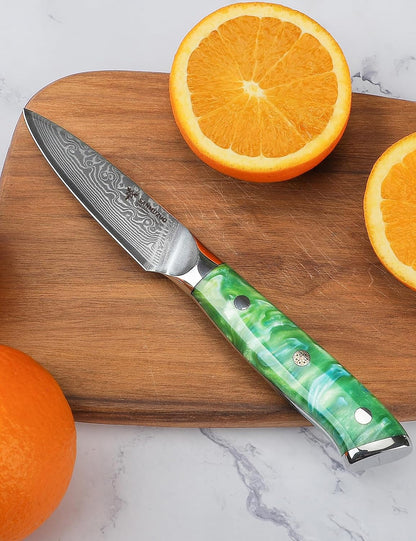 3.5 Inch Paring Knife - Kitchen Fruit Peeling Knife Damascus Steel & Resin Handle - Xuan Series(Sapphire Blue)