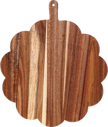 Scalloped Acacia Wood Boards Wooden Cutting Board for Bread Meat Cutting Boards Fruit Cheese Serving Butcher Block Supplies 11.81 x 11.81 x 0.63 Inches