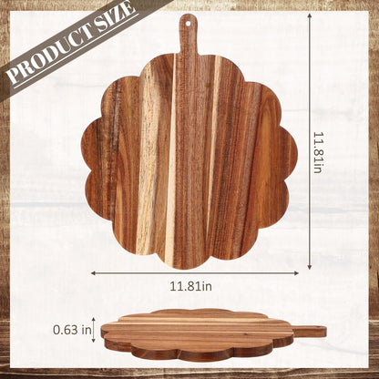 Scalloped Acacia Wood Boards Wooden Cutting Board for Bread Meat Cutting Boards Fruit Cheese Serving Butcher Block Supplies 11.81 x 11.81 x 0.63 Inches