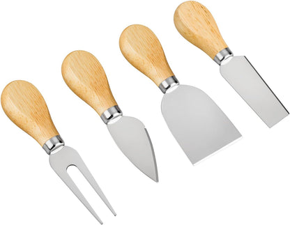 4 Cheese Knives Set - Cheese Knife,Cheese Fork,Cheese Slicer,Butter Knife - Mini Premium Stainless Steel Cheese Knife Set - Cheese Knives for Charcuterie Board - Charcuterie Boards Accessories