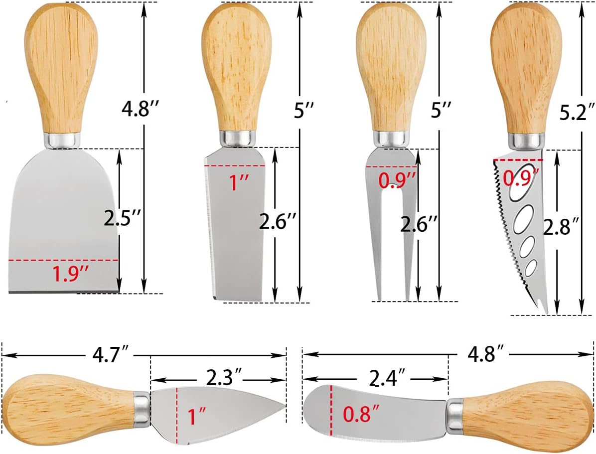 4 Cheese Knives Set - Cheese Knife,Cheese Fork,Cheese Slicer,Butter Knife - Mini Premium Stainless Steel Cheese Knife Set - Cheese Knives for Charcuterie Board - Charcuterie Boards Accessories