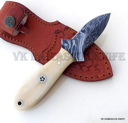 Oyster Knife, Oyster Shucking Knife, 6.5 Inch Oyster Shucker Tool with Sheath, Damascus Steel Blade Handmade Bone Handle 3521