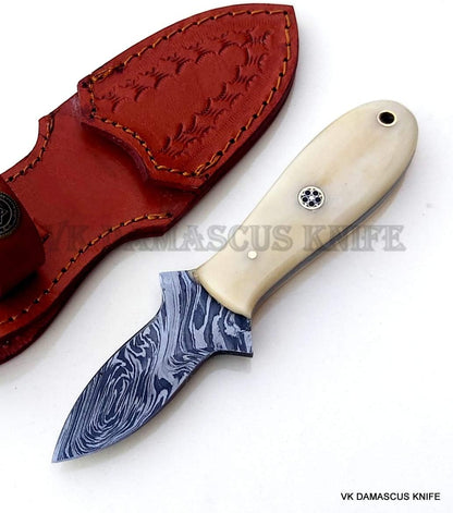 Oyster Knife, Oyster Shucking Knife, 6.5 Inch Oyster Shucker Tool with Sheath, Damascus Steel Blade Handmade Bone Handle 3521