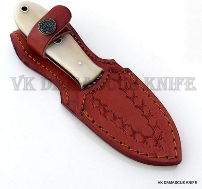 Oyster Knife, Oyster Shucking Knife, 6.5 Inch Oyster Shucker Tool with Sheath, Damascus Steel Blade Handmade Bone Handle 3521