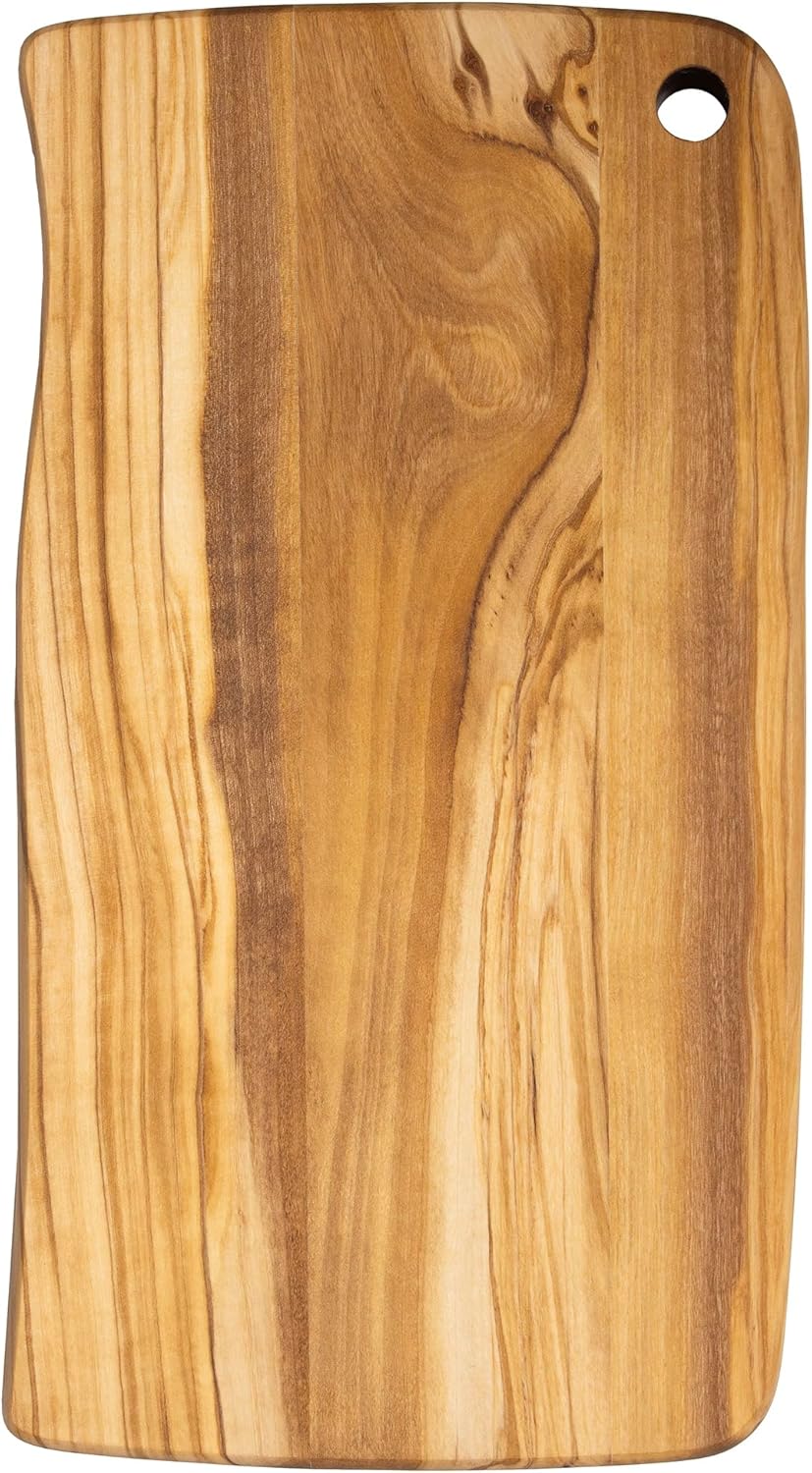 Rock & Branch Olive Wood Cutting and Serving Board, Wooden Chopping Board for Kitchen, 11-13/16" x 6-9/16"
