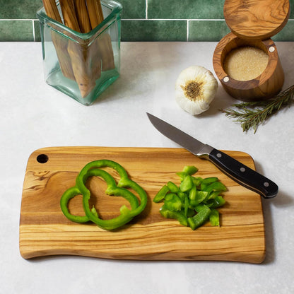 Rock & Branch Olive Wood Cutting and Serving Board, Wooden Chopping Board for Kitchen, 11-13/16" x 6-9/16"