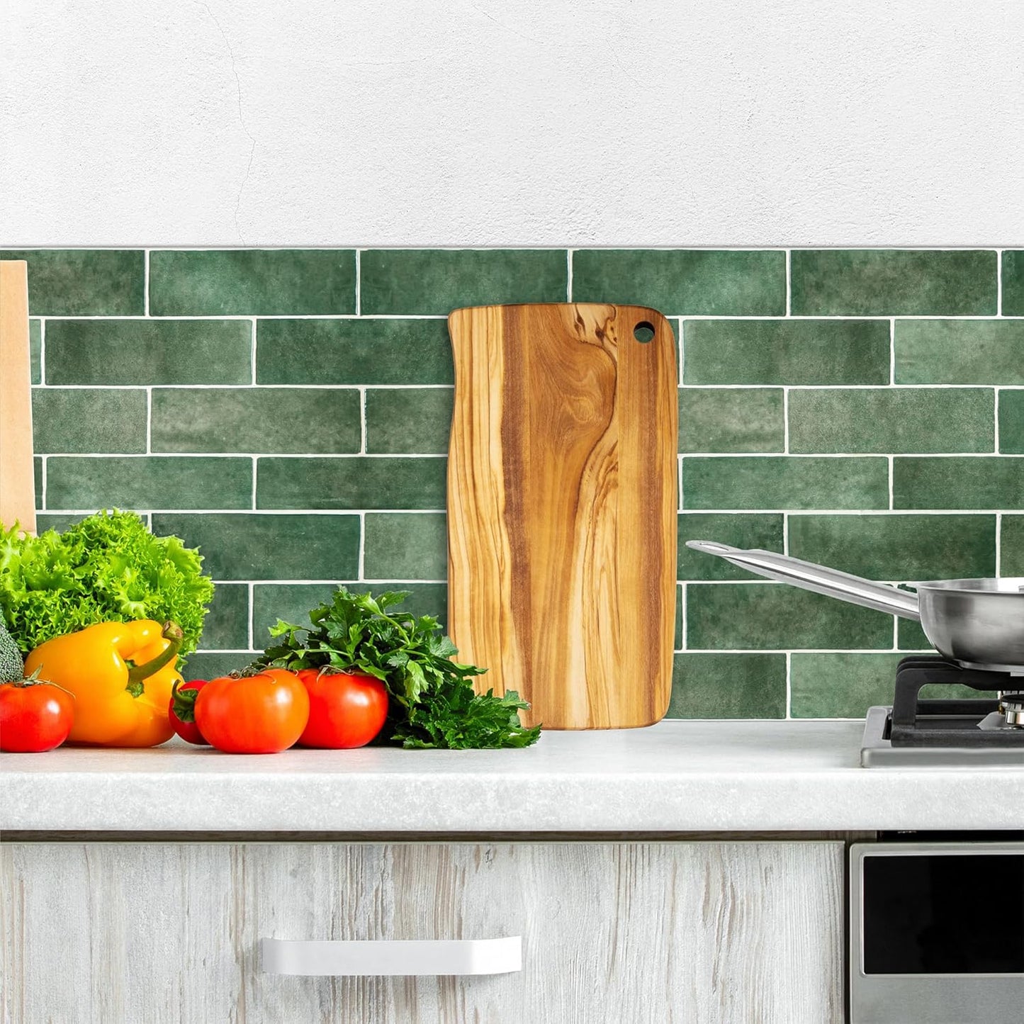 Rock & Branch Olive Wood Cutting and Serving Board, Wooden Chopping Board for Kitchen, 11-13/16" x 6-9/16"