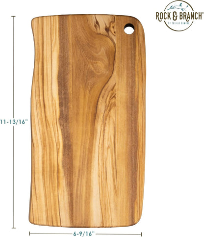 Rock & Branch Olive Wood Cutting and Serving Board, Wooden Chopping Board for Kitchen, 11-13/16" x 6-9/16"