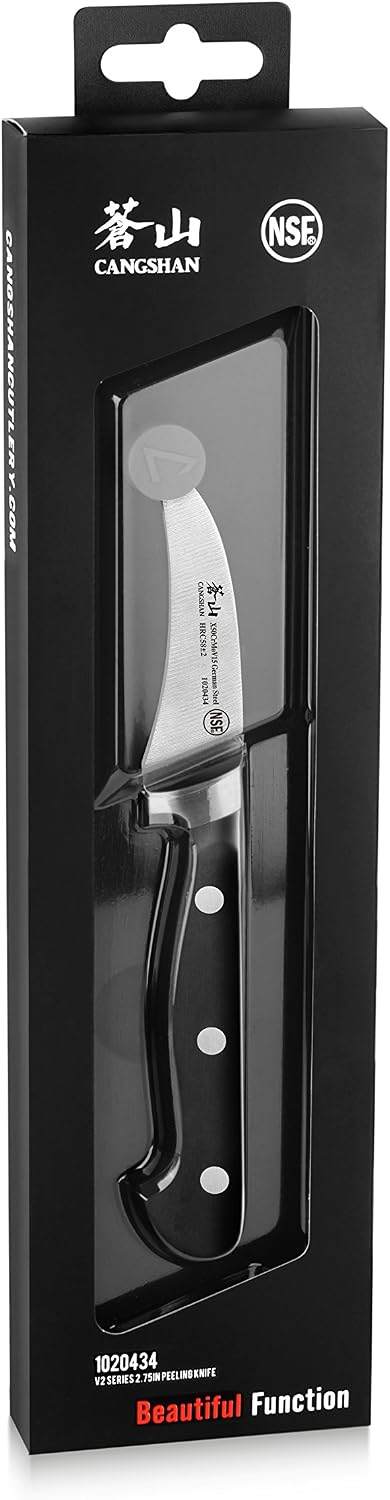 Cangshan V2 Series 1020434 German Steel Forged Peeling/Tourne Knife, 2.75-Inch Blade