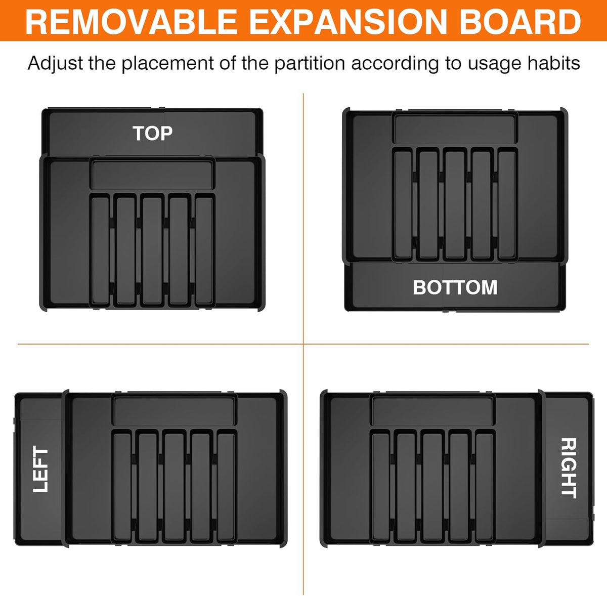 Large Silverware Organizer, Expandable BPA Free Kitchen Silverware Drawer Organizer, 9 Slots Cutlery Utensil Tray with Dividers, Adjustable Flatware Storage Holder for Spoons Forks Knives