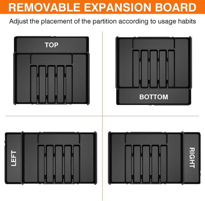 Large Silverware Organizer, Expandable BPA Free Kitchen Silverware Drawer Organizer, 9 Slots Cutlery Utensil Tray with Dividers, Adjustable Flatware Storage Holder for Spoons Forks Knives