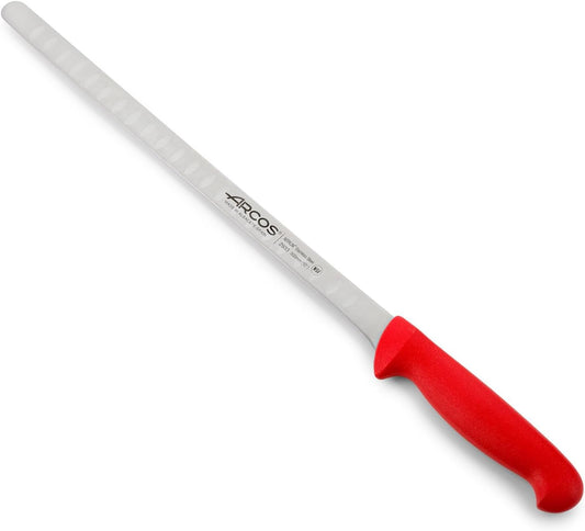 Salmon Knife/Fish Knife 12 Inch Nitrum Stainless Steel and 300 mm blade. Ergonomic Polypropylene Handle. Series 2900. Features different handle colors to make it easier. Color Red.