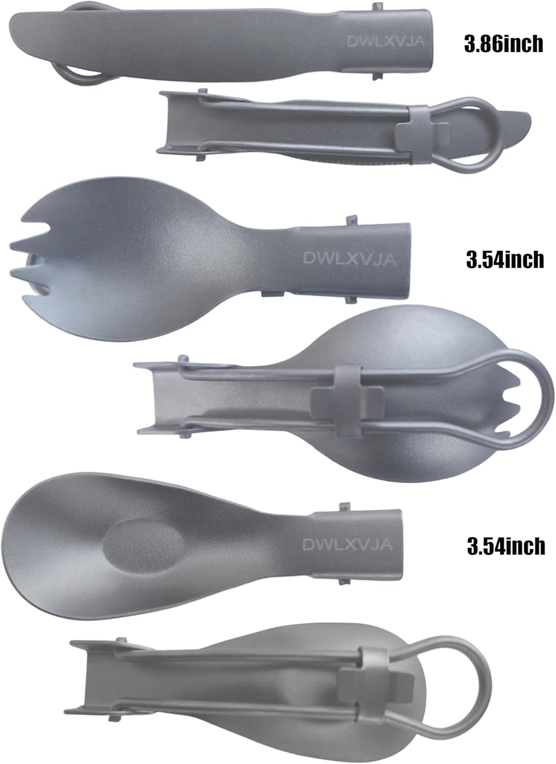 Titanium Camping Utensils Set, 3-Piece Foldable Spork Spoon Knife with Case, 0.15lb Lightweight Travel Flatware for Backpacking Outdoor Hiking Office Lunch, Reusable Eco-Friendly Gift