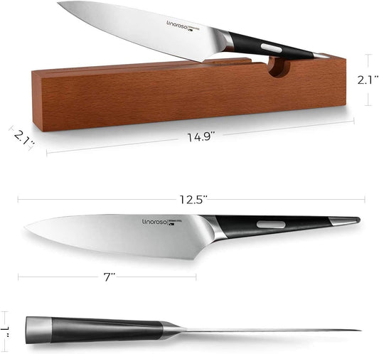 Chef Knife Kitchen Knife Ultra Sharp Cooking Knife, 7 inch Precision Forged German High-Carbon Stainless Steel Cutting Knife with Exquisite In-Drawer Knife Block- MAKO Series