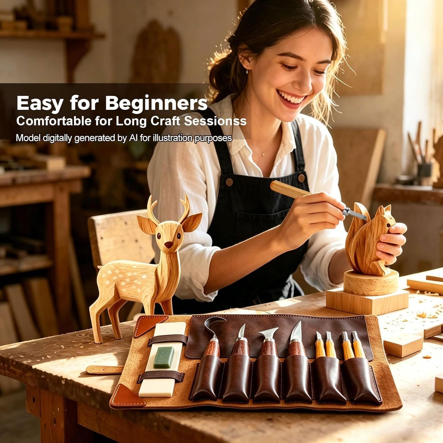 Wood Carving Kit for Beginners-Whittling Kit with Wood Blocks and Paint Set | Wood Carving Tools for Beginners - Hobbies for Women and Men - Arts and Crafts for Adults & Kids - Gift for Girls and Boys