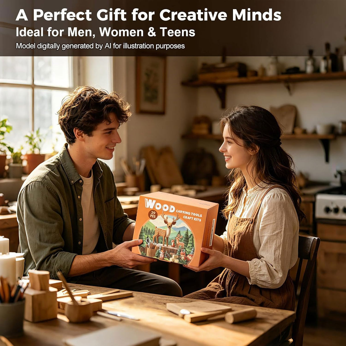Wood Carving Kit for Beginners-Whittling Kit with Wood Blocks and Paint Set | Wood Carving Tools for Beginners - Hobbies for Women and Men - Arts and Crafts for Adults & Kids - Gift for Girls and Boys