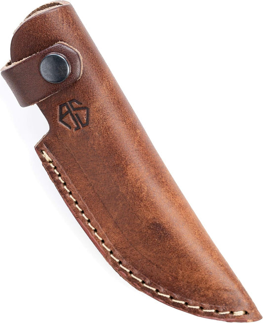 Premium knife sheath with belt clip – handmade knife holster made of genuine buffalo leather – knife leather pouch for hunting & kitchen – Tommy brown