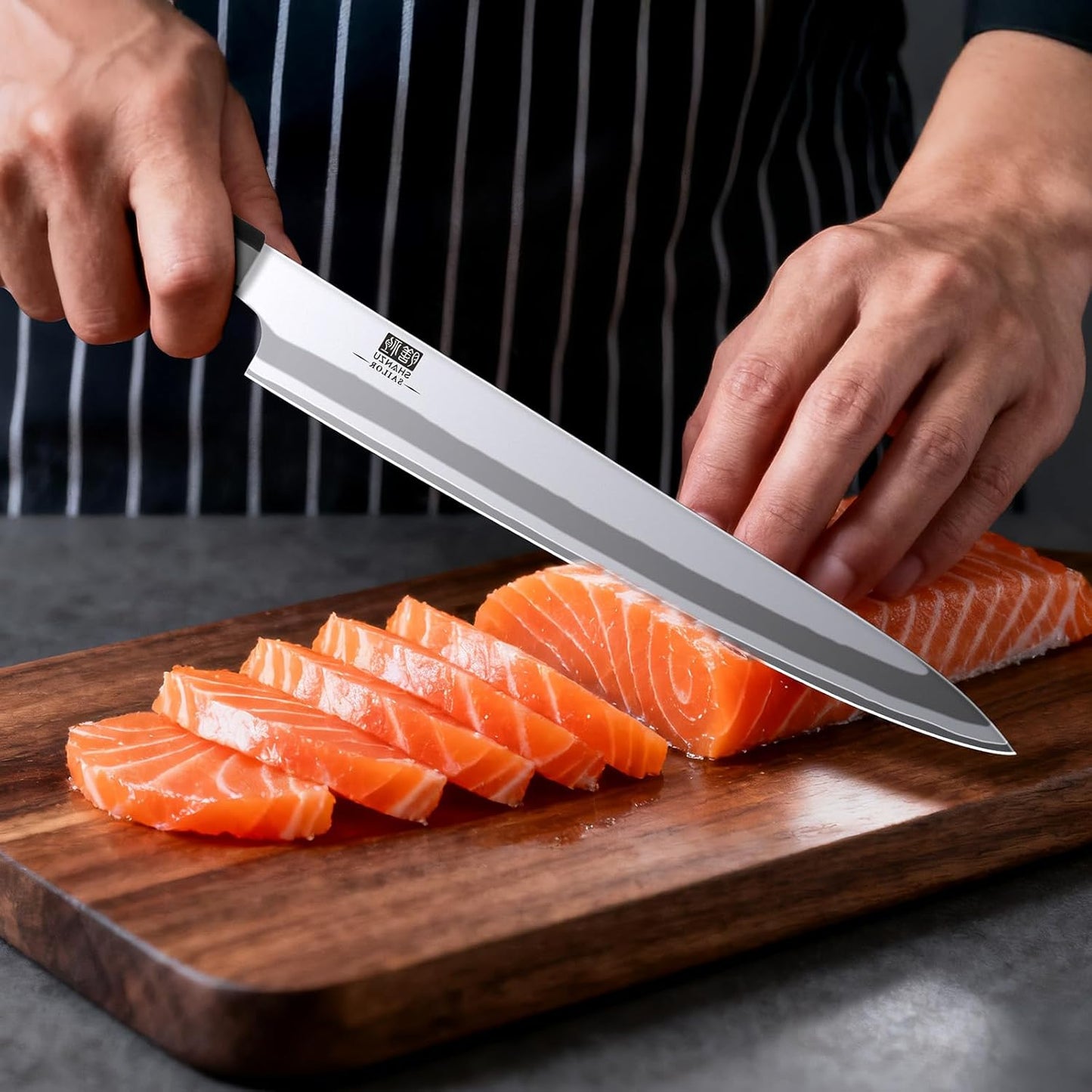 10 Inch Japanese Sushi Knife, 9 Layers 10Cr15MoV High Carbon Steel | Sashimi Knife, Sharp Cutting Yanagiba Knives with Red Sandalwood Handle for Sushi Making, Slicing & Fish Knives