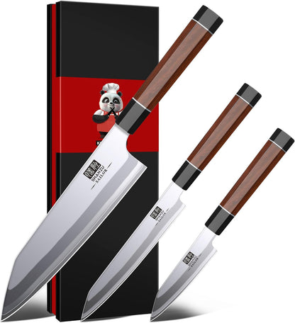 10 Inch Japanese Sushi Knife, 9 Layers 10Cr15MoV High Carbon Steel | Sashimi Knife, Sharp Cutting Yanagiba Knives with Red Sandalwood Handle for Sushi Making, Slicing & Fish Knives