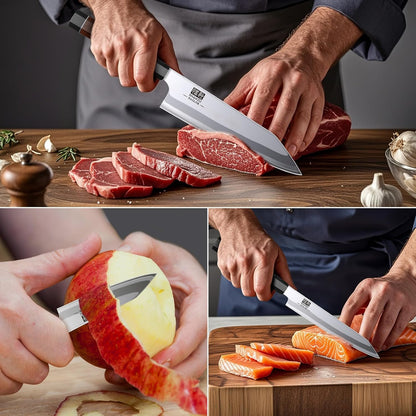 10 Inch Japanese Sushi Knife, 9 Layers 10Cr15MoV High Carbon Steel | Sashimi Knife, Sharp Cutting Yanagiba Knives with Red Sandalwood Handle for Sushi Making, Slicing & Fish Knives