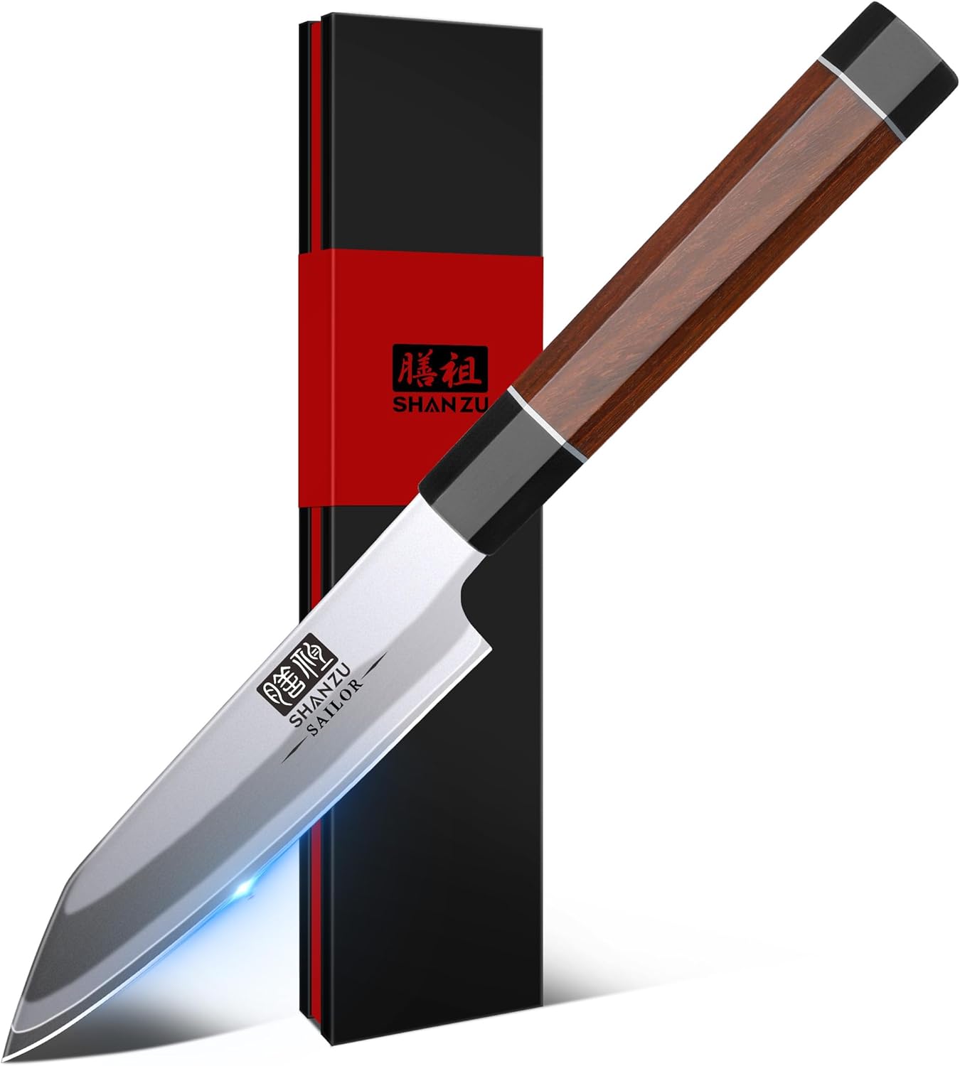 10 Inch Japanese Sushi Knife, 9 Layers 10Cr15MoV High Carbon Steel | Sashimi Knife, Sharp Cutting Yanagiba Knives with Red Sandalwood Handle for Sushi Making, Slicing & Fish Knives