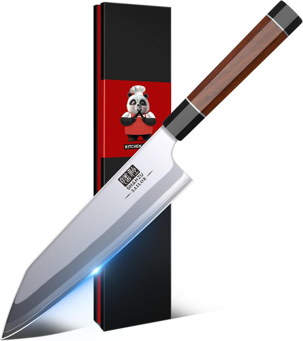 10 Inch Japanese Sushi Knife, 9 Layers 10Cr15MoV High Carbon Steel | Sashimi Knife, Sharp Cutting Yanagiba Knives with Red Sandalwood Handle for Sushi Making, Slicing & Fish Knives