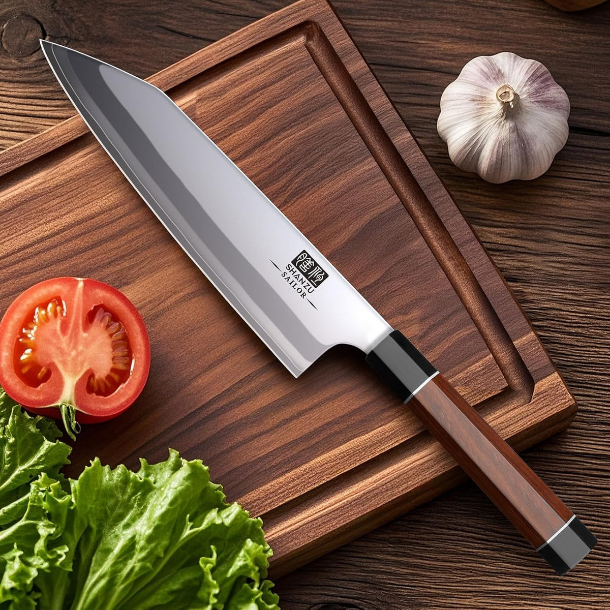 10 Inch Japanese Sushi Knife, 9 Layers 10Cr15MoV High Carbon Steel | Sashimi Knife, Sharp Cutting Yanagiba Knives with Red Sandalwood Handle for Sushi Making, Slicing & Fish Knives