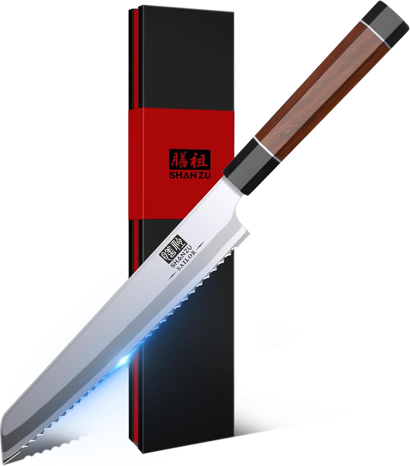 10 Inch Japanese Sushi Knife, 9 Layers 10Cr15MoV High Carbon Steel | Sashimi Knife, Sharp Cutting Yanagiba Knives with Red Sandalwood Handle for Sushi Making, Slicing & Fish Knives